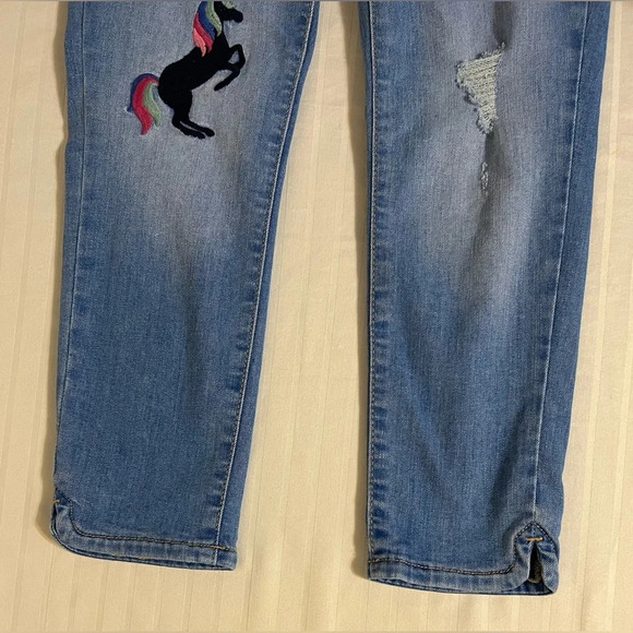 GAP Kids Unicorn Rainbow Denim Jeans Skinny Adjustable Waist Girls Size 10 - Picture 13 of 14